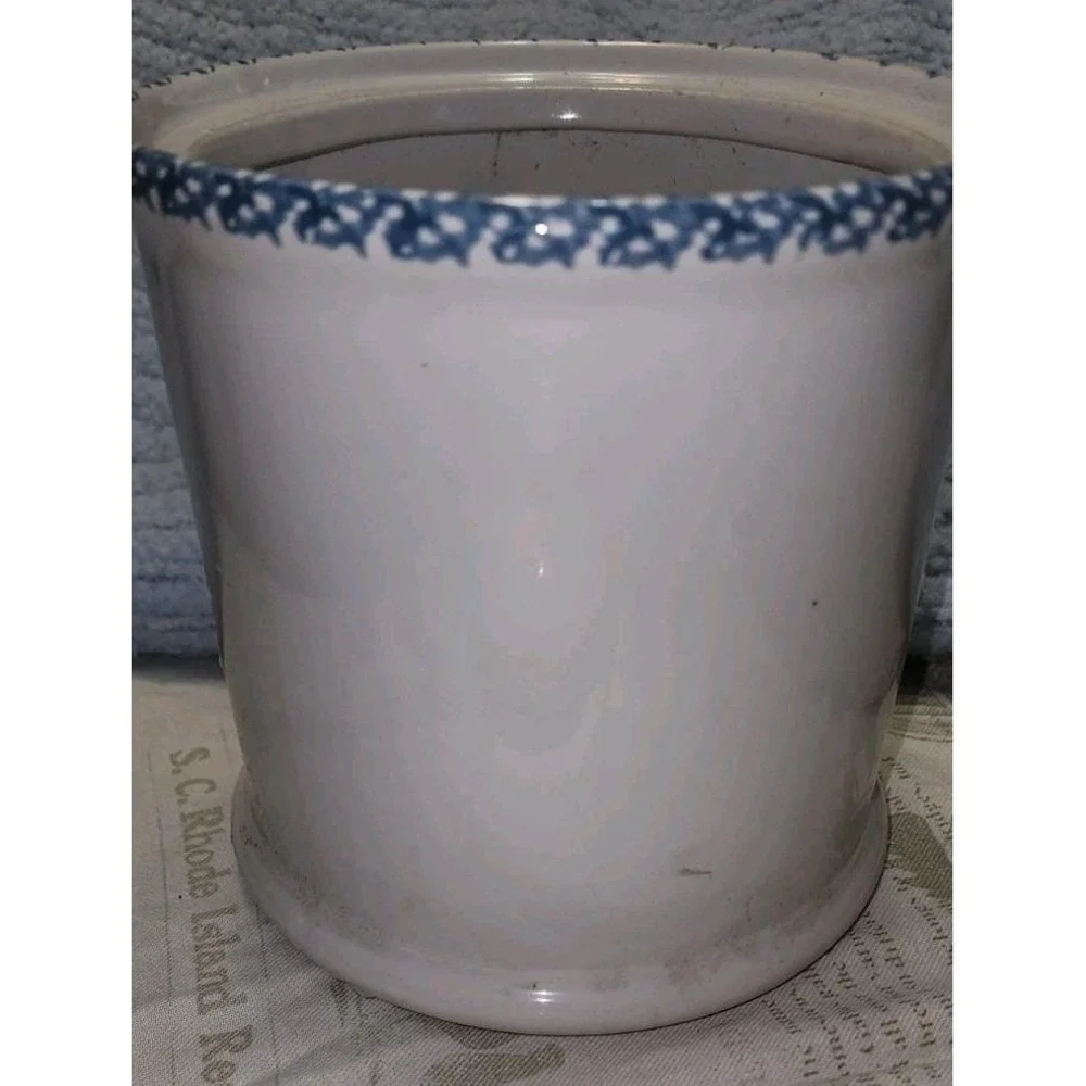 Vintage Blue Heart Spongeware 9 inch Canister Farmhouse House Lloyd Cottagecore